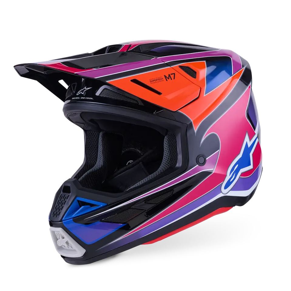 Alpinestars 2026 SM7 Fuse Motocross Helmet Blue Purple Pink